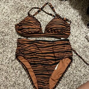 NWT zebra print high waisted bikini